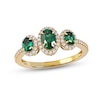 Thumbnail Image 1 of Emerald Ring 1/5 ct tw Diamonds 10K Yellow Gold