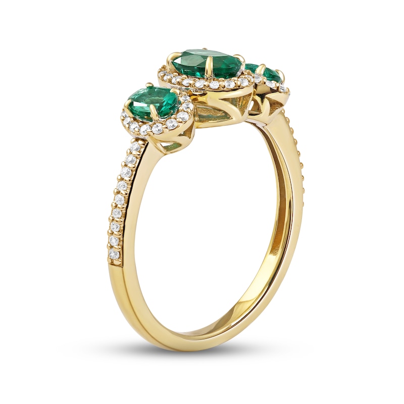 Main Image 2 of Emerald Ring 1/5 ct tw Diamonds 10K Yellow Gold