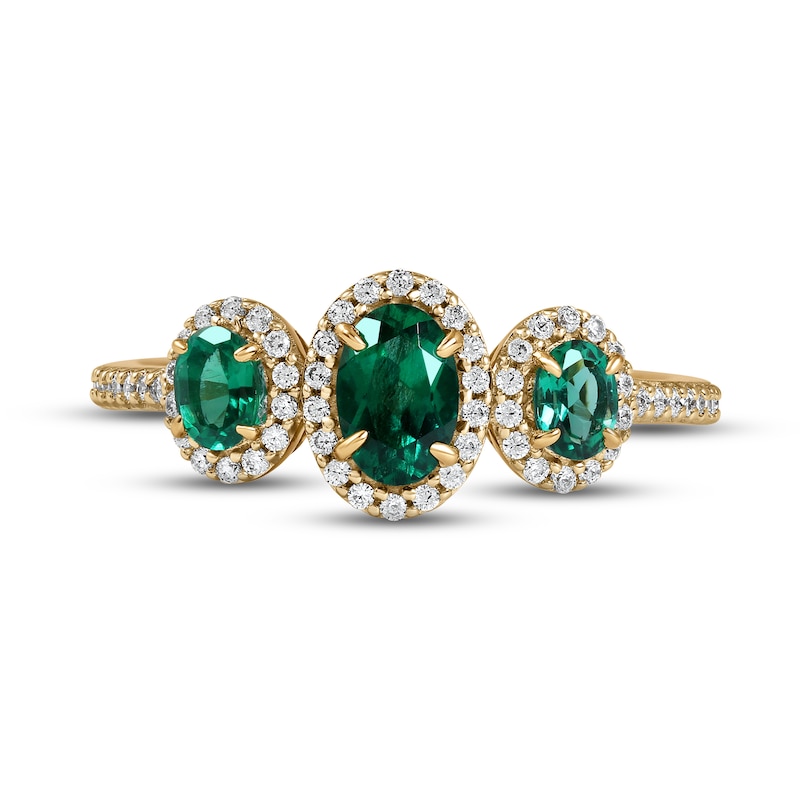 Main Image 3 of Emerald Ring 1/5 ct tw Diamonds 10K Yellow Gold