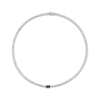 Thumbnail Image 1 of Emerald-Cut Lab-Created Emerald & White Lab-Created Sapphire Tennis Necklace Sterling Silver 17.50&quot;