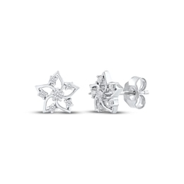 Diamond Flower Stud Earrings 1/10 ct tw 10K White Gold