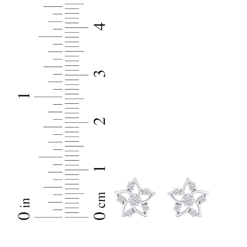 Main Image 5 of Diamond Flower Stud Earrings 1/10 ct tw 10K White Gold