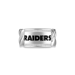 True Fans Las Vegas Raiders 1/10ct tw Diamond &quot;RAIDERS&quot; Chain Ring Sterling Silver