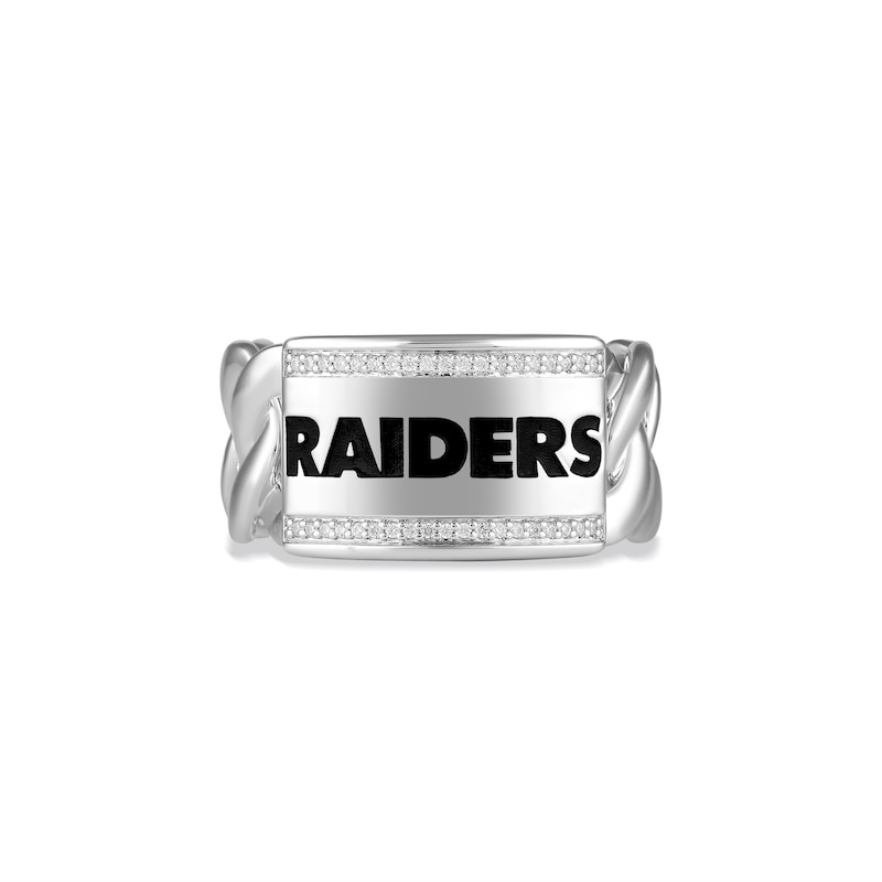 Main Image 1 of True Fans Las Vegas Raiders 1/10ct tw Diamond &quot;RAIDERS&quot; Chain Ring Sterling Silver