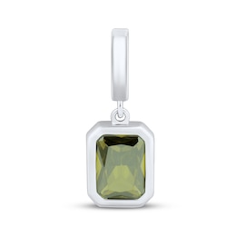 Charmed Memories Emerald-Cut Olive Green Cubic Zirconia Charm Sterling Silver