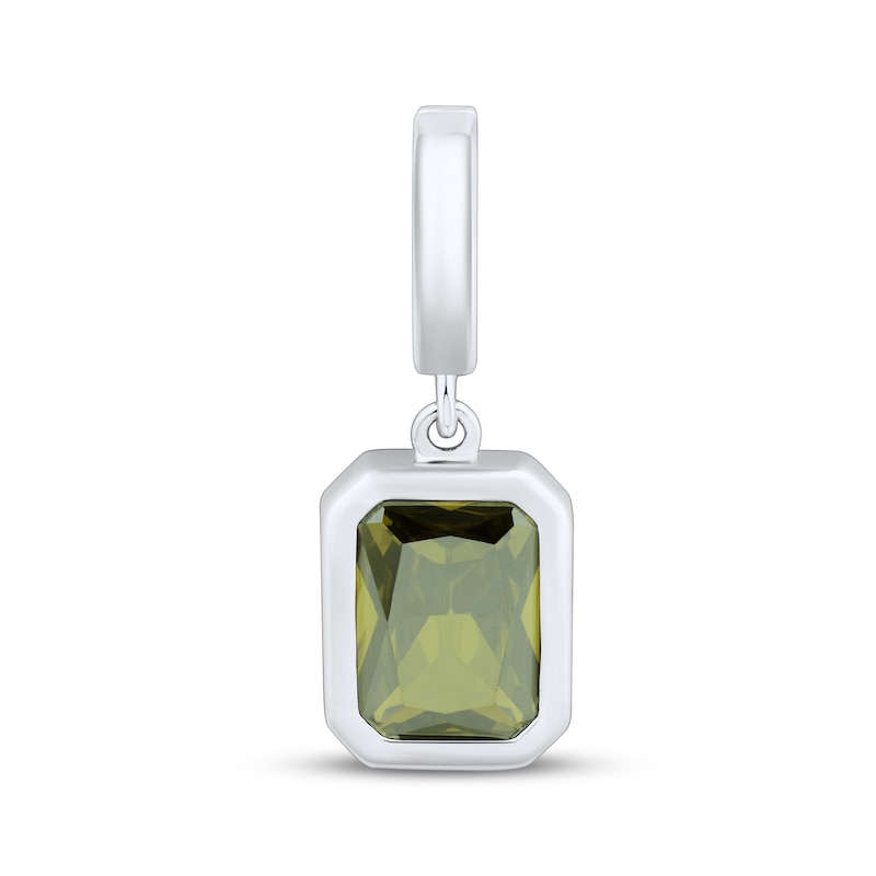 Main Image 1 of Charmed Memories Emerald-Cut Olive Green Cubic Zirconia Charm Sterling Silver