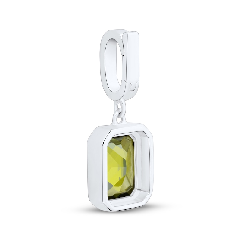 Main Image 3 of Charmed Memories Emerald-Cut Olive Green Cubic Zirconia Charm Sterling Silver