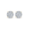 Thumbnail Image 2 of Multi-Diamond Circle Stud Earrings 1/2 ct tw 10K Yellow Gold