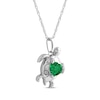 Thumbnail Image 2 of Heart-Shaped Lab-Created Emerald & White Lab-Created Sapphire Turtle Necklace Sterling Silver 18&quot;