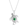 Thumbnail Image 3 of Heart-Shaped Lab-Created Emerald & White Lab-Created Sapphire Turtle Necklace Sterling Silver 18&quot;