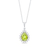 Thumbnail Image 1 of Pear-Shaped Peridot & White Lab-Created Sapphire Necklace Sterling Silver 18&quot;