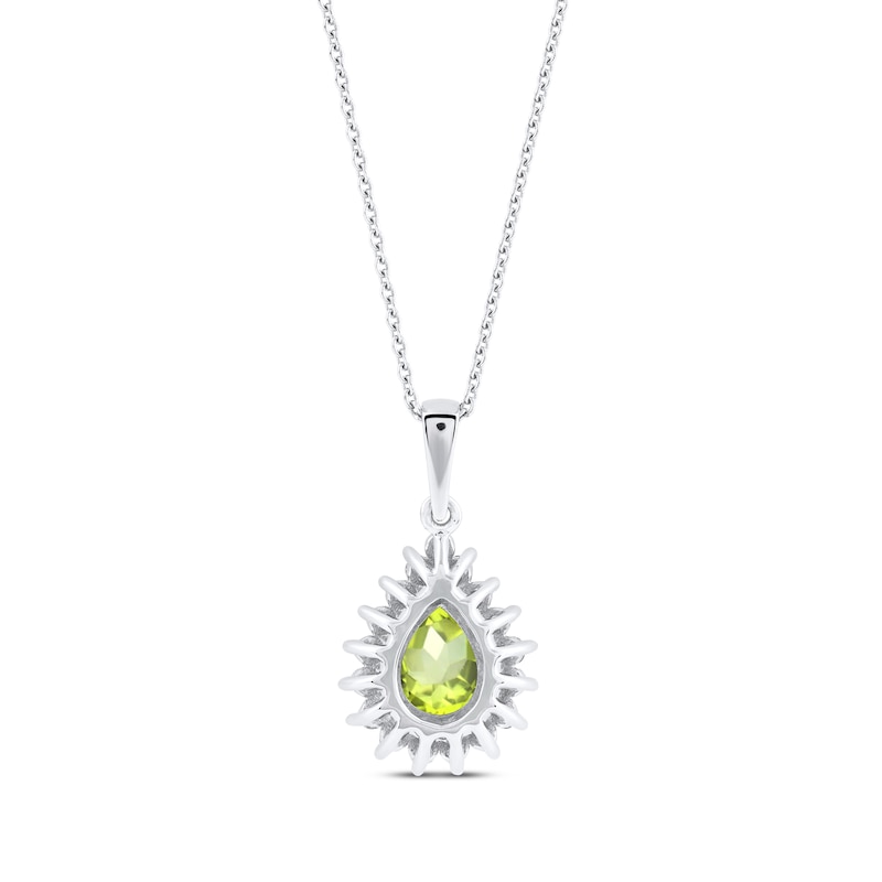 Main Image 3 of Pear-Shaped Peridot & White Lab-Created Sapphire Necklace Sterling Silver 18&quot;