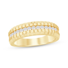 Now + Forever Men's Diamond Ribbed Wedding Band 1/2 ct tw 10K Yellow Gold