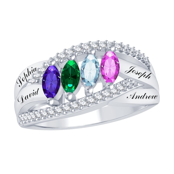 Color Stone Family Ring