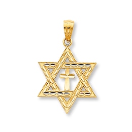 Star of David/Cross Charm 14K Yellow Gold