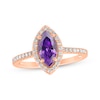 Thumbnail Image 0 of Marquise-Cut Amethyst & Diamond Ring 1/4 ct tw 14K Rose Gold