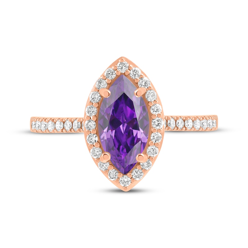 Marquise-Cut Amethyst & Diamond Ring 1/4 ct tw 14K Rose Gold