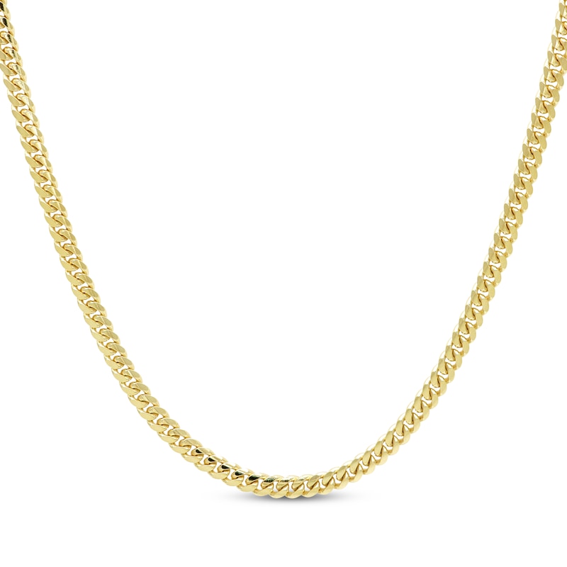 Solid Cuban Curb Chain Necklace 3.3mm 10K Yellow Gold 20”