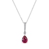 Thumbnail Image 1 of Pear-Shaped Lab-Created Ruby & Round-Cut White Lab-Created Sapphire Drop Necklace Sterling Silver 18”