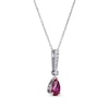 Thumbnail Image 2 of Pear-Shaped Lab-Created Ruby & Round-Cut White Lab-Created Sapphire Drop Necklace Sterling Silver 18”