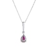 Thumbnail Image 3 of Pear-Shaped Lab-Created Ruby & Round-Cut White Lab-Created Sapphire Drop Necklace Sterling Silver 18”