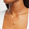 Thumbnail Image 5 of Pear-Shaped Lab-Created Ruby & Round-Cut White Lab-Created Sapphire Drop Necklace Sterling Silver 18”