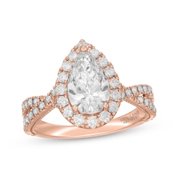 Neil Lane Artistry Pear-Shaped Lab-Grown Diamond Halo Engagement Ring 2-1/3 ct tw 14K Rose Gold