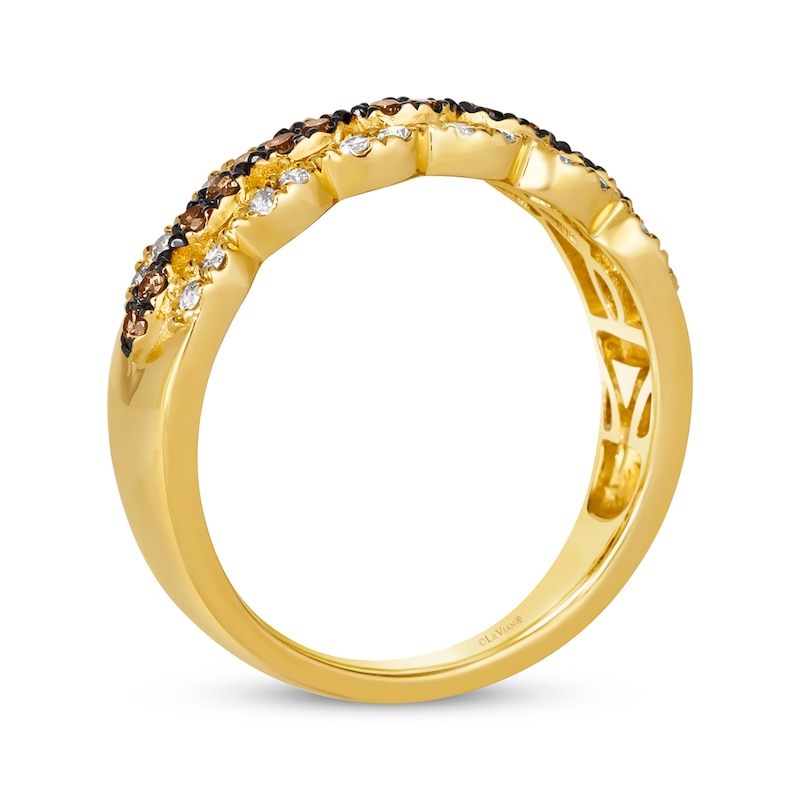 Le Vian Venetian Mosaic Diamond Scalloped Ring 3/8 ct tw 14K Honey Gold