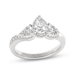 THE LEO Ideal Cut Diamond Pear-Shaped Three-Stone Engagement Ring 1 ct tw 14K White Gold