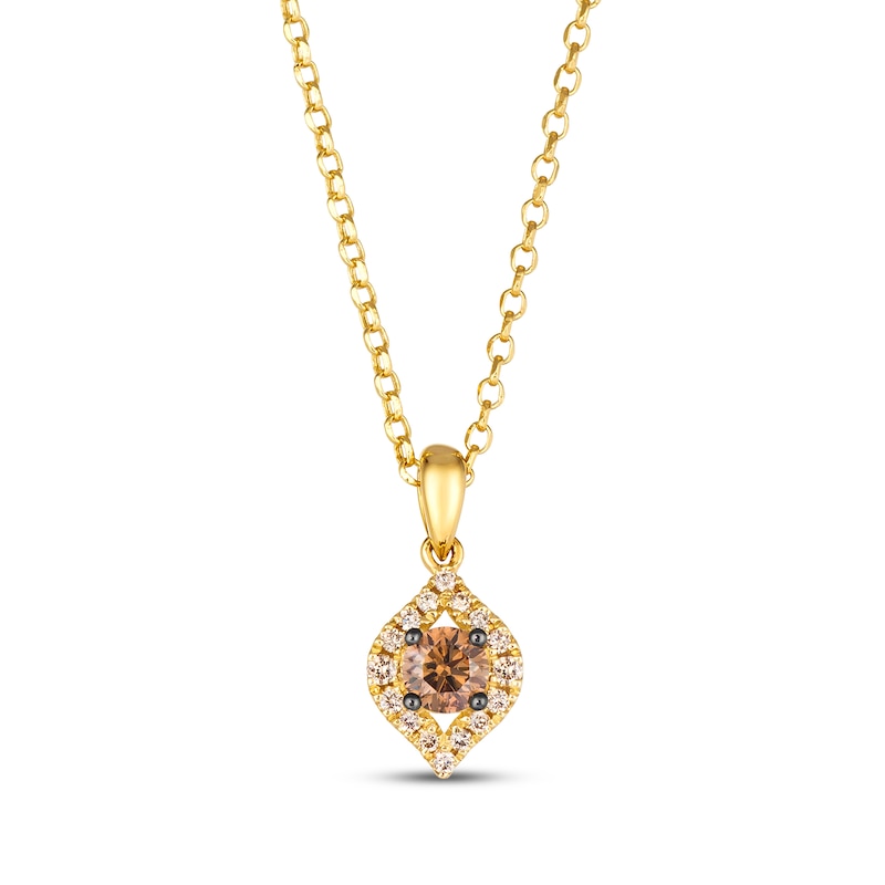 Main Image 1 of Le Vian Diamond Marquise Frame Necklace 1/2 ct tw 14K Honey Gold 19&quot;