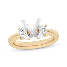 Lab-Created Diamonds by KAY Trapezoid-Cut Engagement Ring Setting 3/8 ct tw 14K Two-Tone Gold