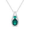 Thumbnail Image 0 of Oval & Round-Cut Lab-Created Emerald, White Lab-Created Sapphire Necklace Sterling Silver 18"