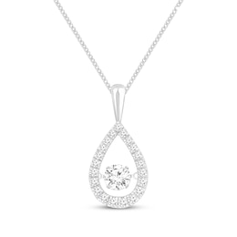 Unstoppable Love  Lab-Grown diamond Teardrop Necklace 2 ct tw 14K White Gold 19&quot;