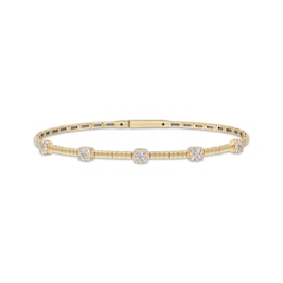 Diamond Circle Station Flex Bracelet 3/8 ct tw 10K Yellow Gold & Titanium