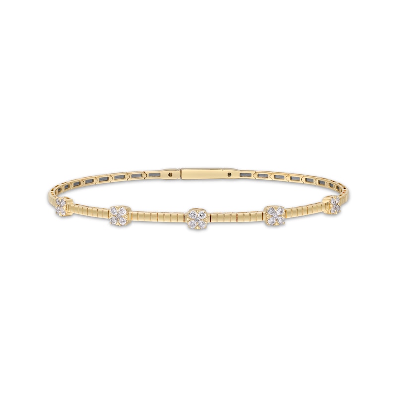 Main Image 1 of Diamond Circle Station Flex Bracelet 3/8 ct tw 10K Yellow Gold & Titanium