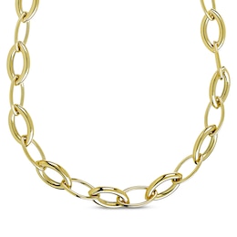 Hollow Marquise Link Chain Necklace 10K Yellow Gold 20&quot;