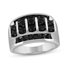 Thumbnail Image 1 of Men's Black Diamond Four-Row Ring 2 ct tw 10K White Gold