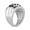 Thumbnail Image 2 of Men's Black Diamond Four-Row Ring 2 ct tw 10K White Gold