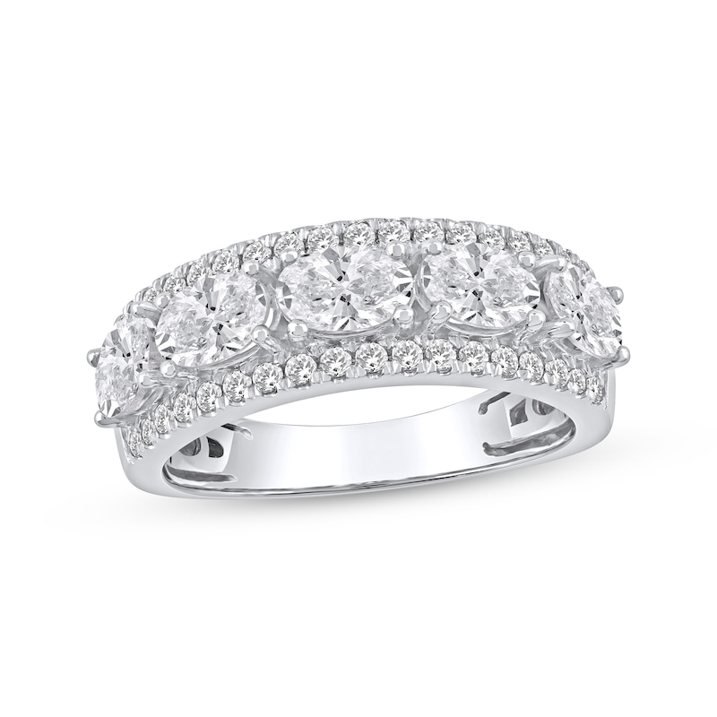 Main Image 1 of Now + Forever Lab-Grown Diamonds Oval-Cut Three-Row Anniversary Ring 2 ct tw 14K White Gold