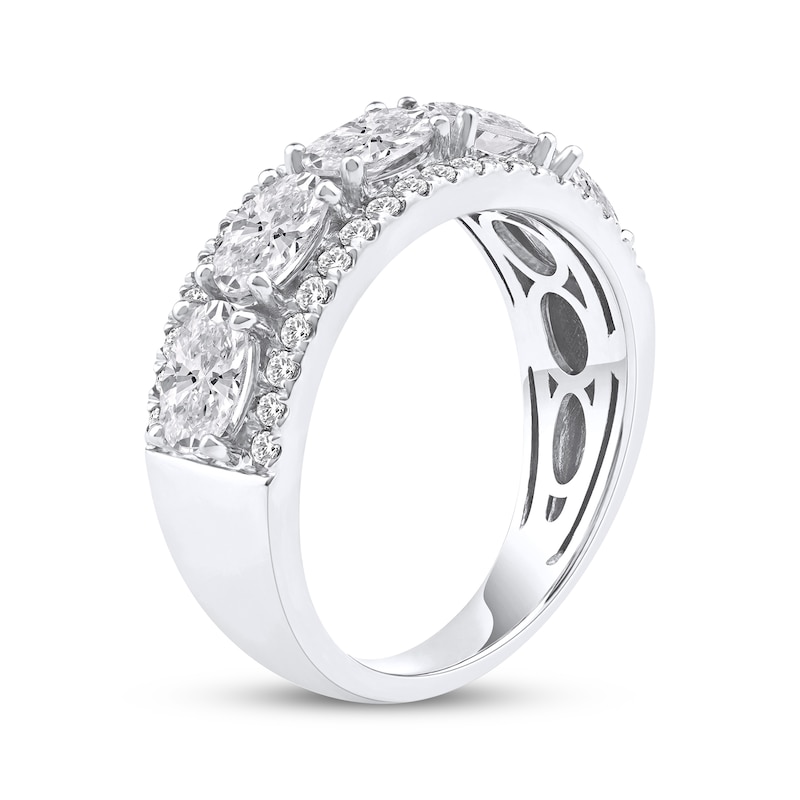 Main Image 2 of Now + Forever Lab-Grown Diamonds Oval-Cut Three-Row Anniversary Ring 2 ct tw 14K White Gold