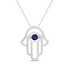 Thumbnail Image 1 of Unstoppable Love Blue & White Lab-Created Sapphire Hamsa Necklace Sterling Silver 18&quot;