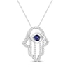 Thumbnail Image 2 of Unstoppable Love Blue & White Lab-Created Sapphire Hamsa Necklace Sterling Silver 18&quot;