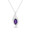 Thumbnail Image 1 of Marquise-Cut Amethyst & White Lab-Created Sapphire Swirl Frame Necklace Sterling Silver 18&quot;