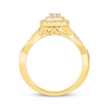 Thumbnail Image 2 of Round-Cut Diamond Double Halo Engagement Ring 1/2 ct tw 10K Yellow Gold