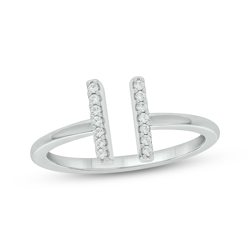 Diamond Vertical Bar Deconstructed Fashion Ring 1/10 ct tw Sterling Silver