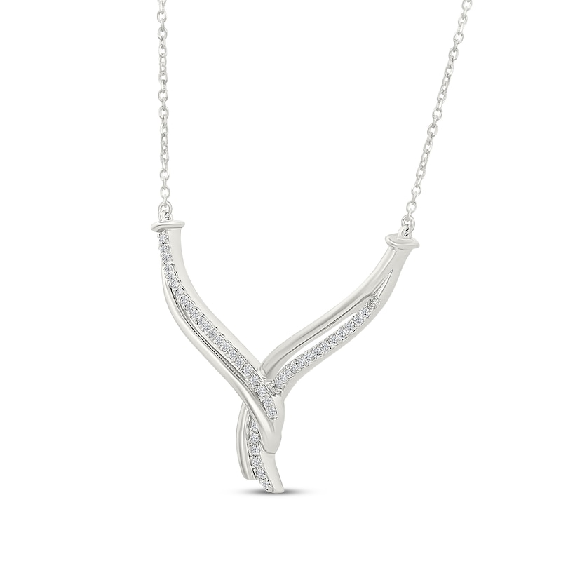 Main Image 2 of Diamond Twist Chevron Necklace 1/4 ct tw Sterling Silver 18&quot;