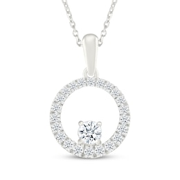 Lab-Grown Diamonds by KAY Circle Frame Necklace 1/5 ct tw 10K White Gold 18&quot;