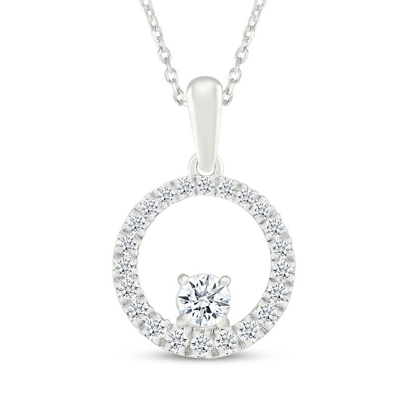 Main Image 1 of Lab-Grown Diamonds by KAY Circle Frame Necklace 1/5 ct tw 10K White Gold 18&quot;