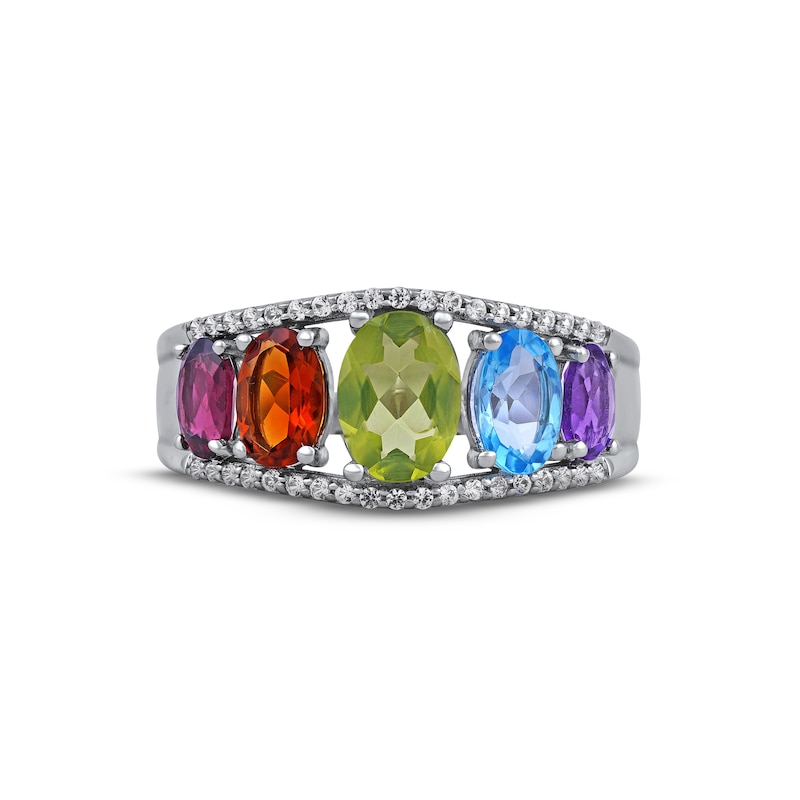 Main Image 3 of Multi-Stone Rainbow Ring Sterling Silver