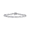 Thumbnail Image 1 of Baguette & Round-Cut Diamond Link Bracelet 1 ct tw 10K White Gold 7&quot;